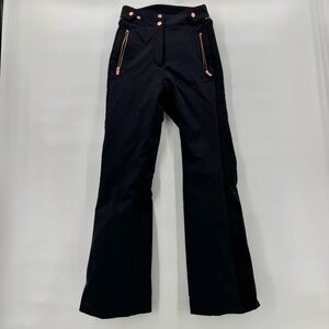 Fusalp luxury Black High-Rise Bootcut Pants Rose Gold Zippers Sz34 us2 apres ski